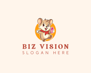 Cute Hamster Ice Cream logo design