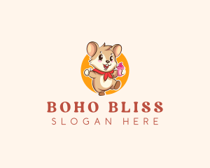 Cute Hamster Ice Cream logo design