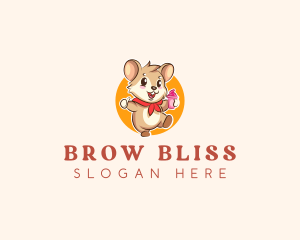 Cute Hamster Ice Cream logo design