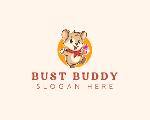 Cute Hamster Ice Cream logo design