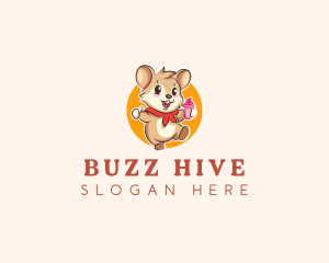 Cute Hamster Ice Cream logo design