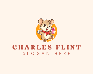 Cute Hamster Ice Cream logo design