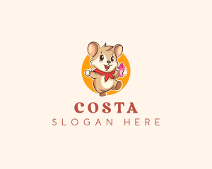 Cute Hamster Ice Cream logo design