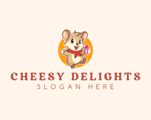 Cute Hamster Ice Cream logo design