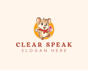 Cute Hamster Ice Cream logo design