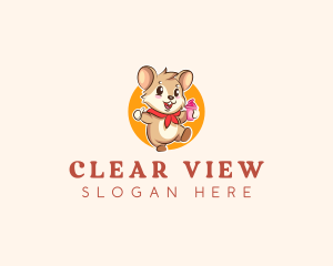 Cute Hamster Ice Cream logo design