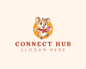 Cute Hamster Ice Cream logo design