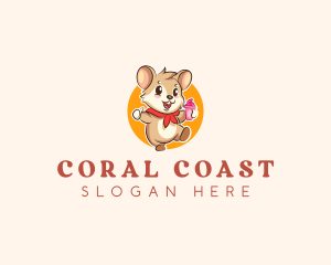 Cute Hamster Ice Cream logo design