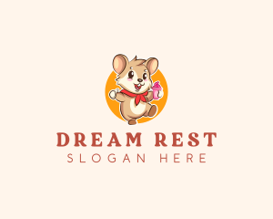 Cute Hamster Ice Cream logo design