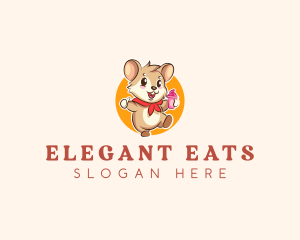 Cute Hamster Ice Cream logo design