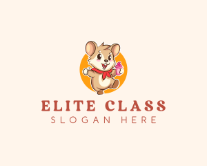 Cute Hamster Ice Cream logo design