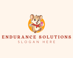 Cute Hamster Ice Cream logo design