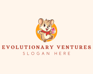 Cute Hamster Ice Cream logo design