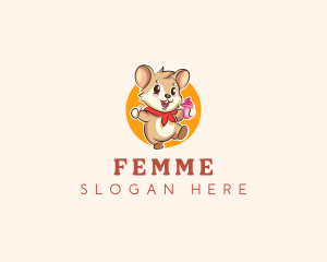 Cute Hamster Ice Cream logo design