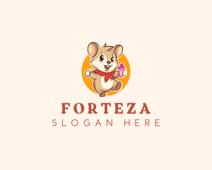 Cute Hamster Ice Cream logo design