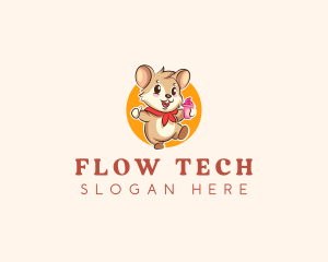 Cute Hamster Ice Cream logo design