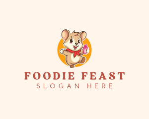 Cute Hamster Ice Cream logo design