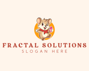 Cute Hamster Ice Cream logo design