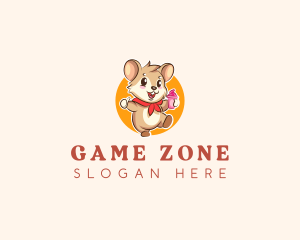 Cute Hamster Ice Cream logo design