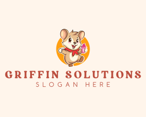 Cute Hamster Ice Cream logo design