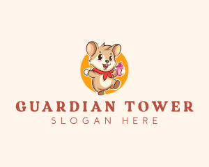 Cute Hamster Ice Cream logo design