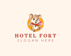 Cute Hamster Ice Cream logo design