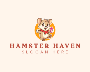 Cute Hamster Ice Cream logo design