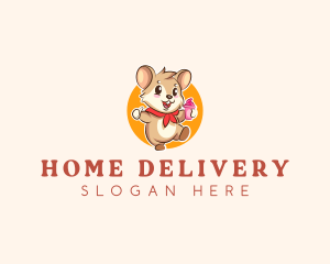 Cute Hamster Ice Cream logo design