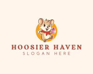 Cute Hamster Ice Cream logo design