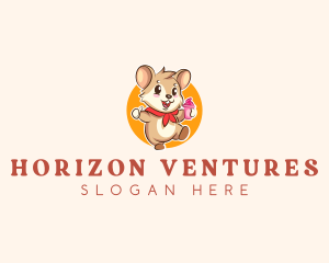 Cute Hamster Ice Cream logo design