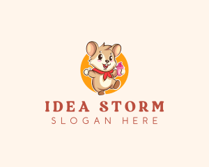 Cute Hamster Ice Cream logo design