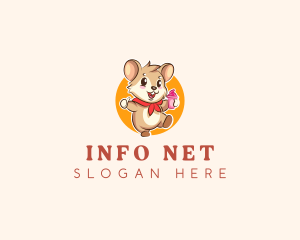 Cute Hamster Ice Cream logo design