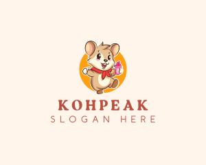 Cute Hamster Ice Cream logo design