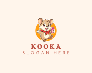 Cute Hamster Ice Cream logo design