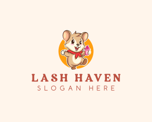 Cute Hamster Ice Cream logo design