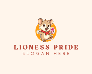 Cute Hamster Ice Cream logo design