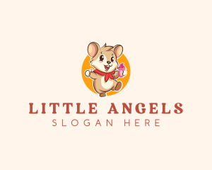 Cute Hamster Ice Cream logo design