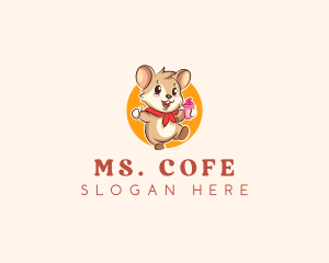 Cute Hamster Ice Cream logo design