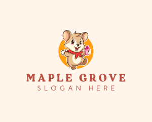 Cute Hamster Ice Cream logo design