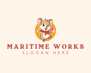 Cute Hamster Ice Cream logo design