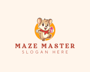 Cute Hamster Ice Cream logo design