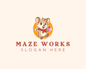 Cute Hamster Ice Cream logo design