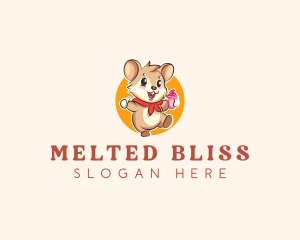 Cute Hamster Ice Cream logo design