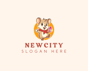 Cute Hamster Ice Cream logo design