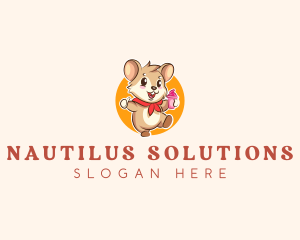 Cute Hamster Ice Cream logo design