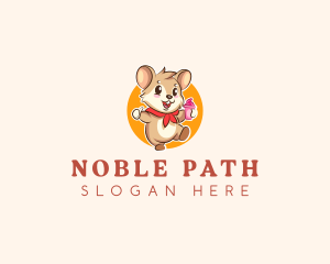 Cute Hamster Ice Cream logo design