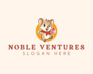 Cute Hamster Ice Cream logo design