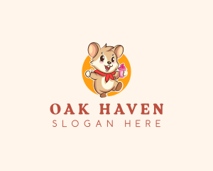 Cute Hamster Ice Cream logo design