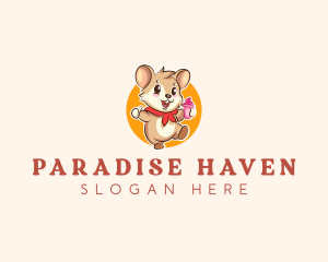 Cute Hamster Ice Cream logo design