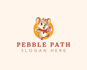 Cute Hamster Ice Cream logo design